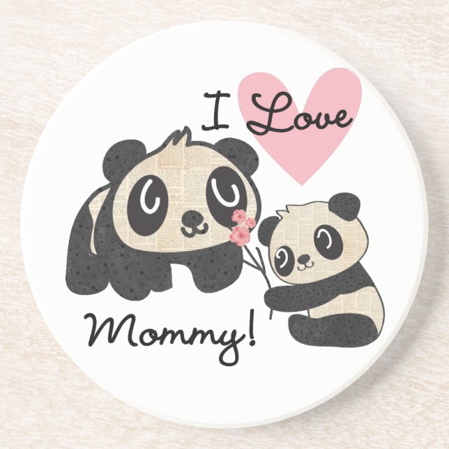 Pandas I Love Mommy Coaster (Front)