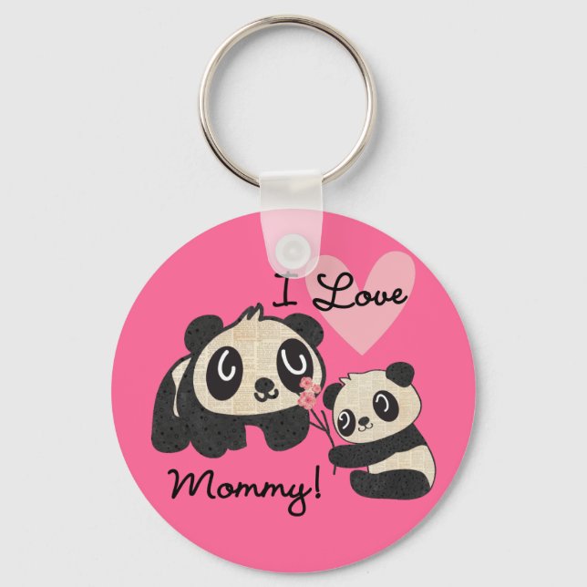 Pandas I Love Mommy Keychain (Front)