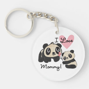 Pandas I Love Mommy Keychain