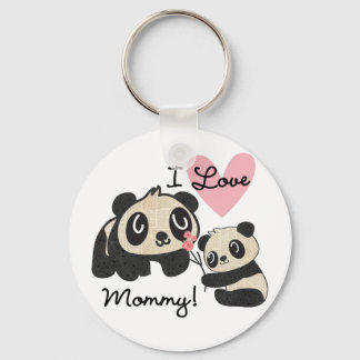 Pandas I Love Mommy Keychain