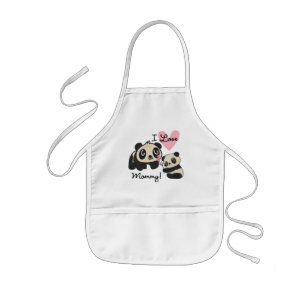 Pandas I Love Mommy Kids Apron