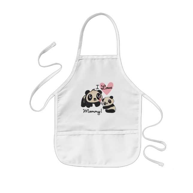 Pandas I Love Mommy Kids Apron (Front)