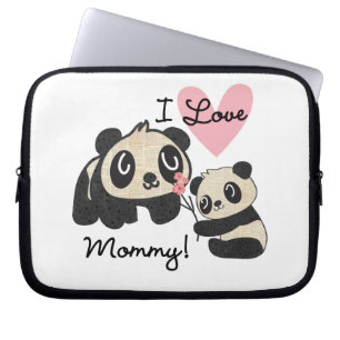 Pandas I Love Mommy Laptop Sleeve