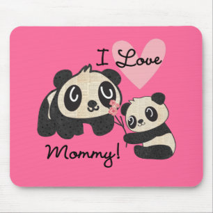 Pandas I Love Mommy Mouse Pad
