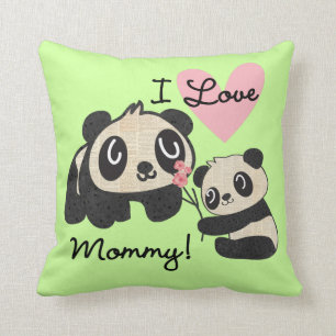 Pandas I Love Mommy Throw Pillow