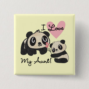 Pandas I Love My Aunt 2 Inch Square Button