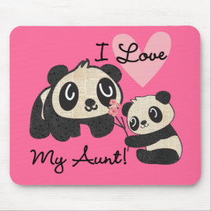 Pandas I Love My Aunt Mouse Pad