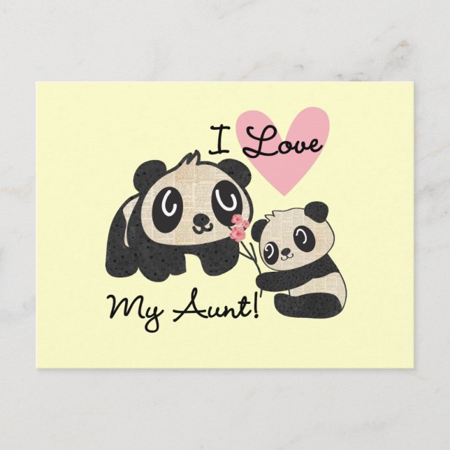 Pandas I Love My Aunt Postcard (Front)