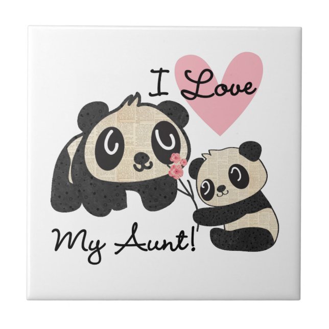 Pandas I Love My Aunt Tile (Front)