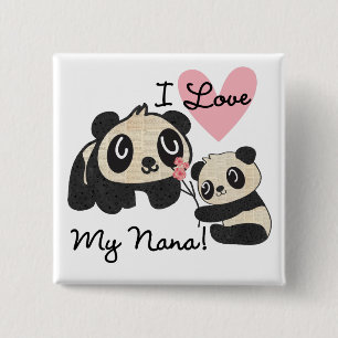 Pandas I Love My Nana 2 Inch Square Button