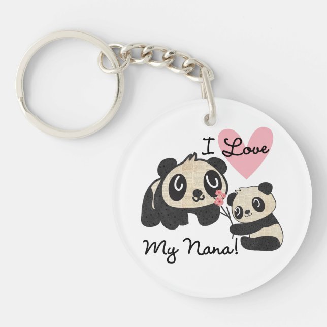 Pandas I Love My Nana Keychain (Front)