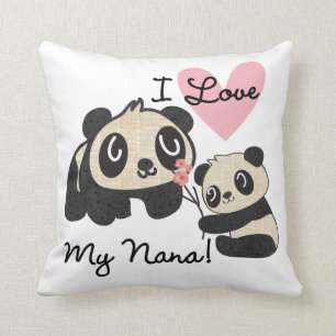 Pandas I Love My Nana Throw Pillow