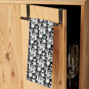 Pandas on purple kitchen towel