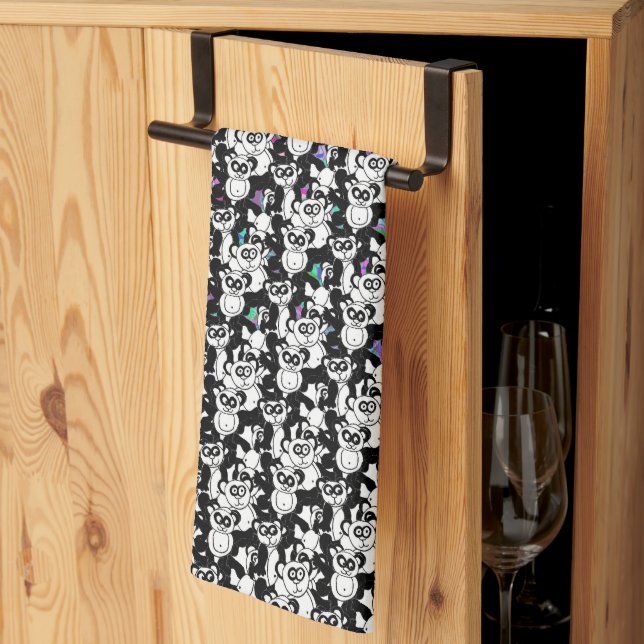 Pandas on purple kitchen towel (Thirds Fold)