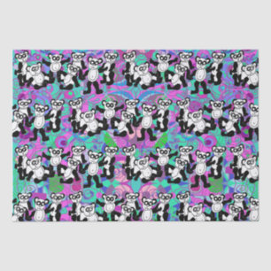 Pandas on purple tissue paper