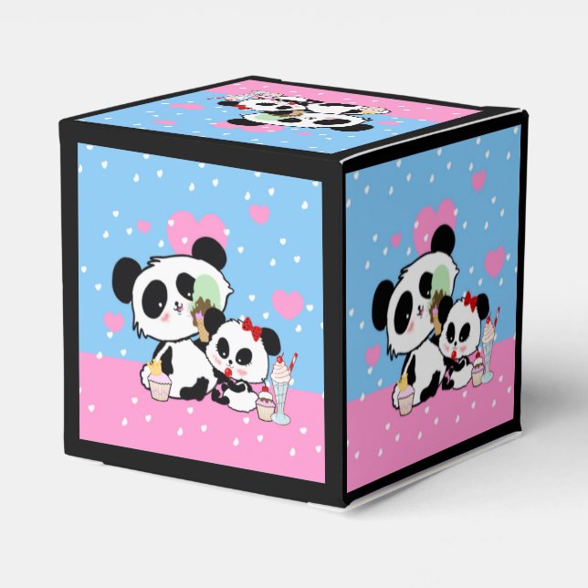pandas "panda bears" "panda bear baby" "kawaii pan favor box (Back Side)