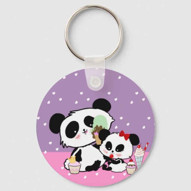 pandas "panda bears" "panda bear baby" "kawaii pan keychain (Front)