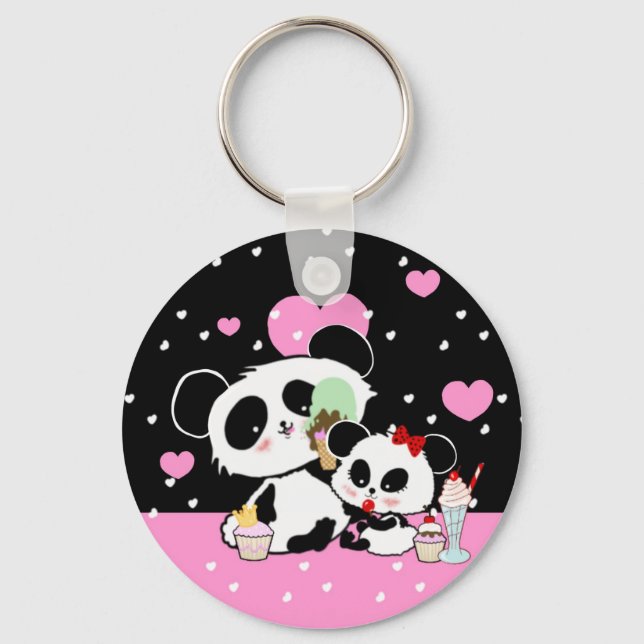 pandas "panda bears" "panda bear baby" "kawaii pan keychain (Front)