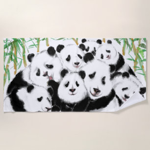Pandas - Pandemic - Big Hug - Drawing Collections Beach Towel