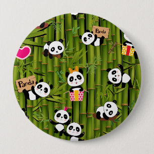 Panda's Pattern 2 4 Inch Round Button