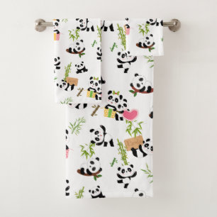 Panda's Pattern Bath Towel Set
