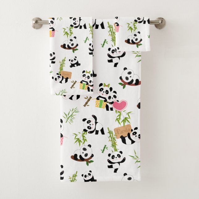 Panda's Pattern Bath Towel Set (Insitu)