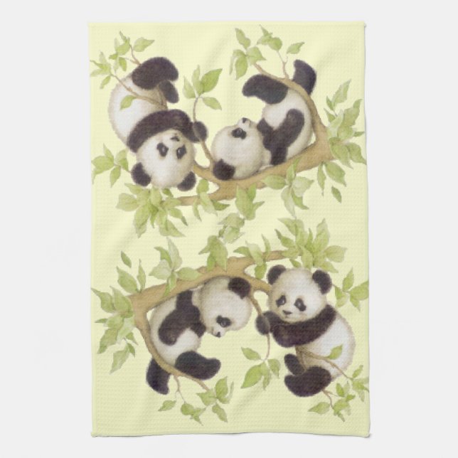 Panda's Playing in a Tree Kitchen Towel (Vertical)