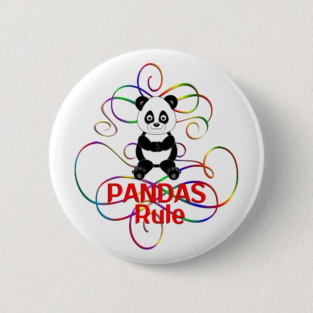 Pandas Rule 2 Inch Round Button (Front)