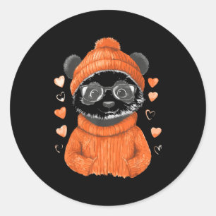Pandas With Hearts Love Valentine's Day Women Hear Classic Round Sticker