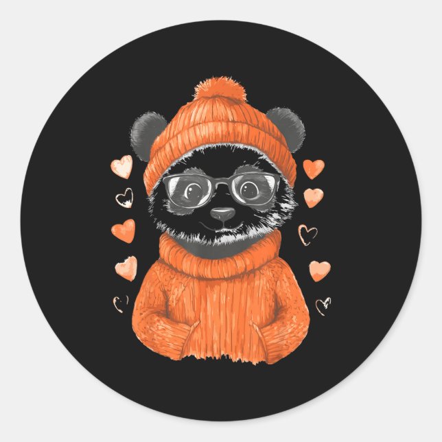 Pandas With Hearts Love Valentine's Day Women Hear Classic Round Sticker (Front)