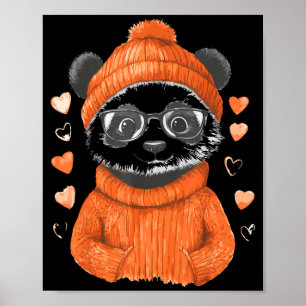 Pandas With Hearts Love Valentine's Day Women Hear Poster