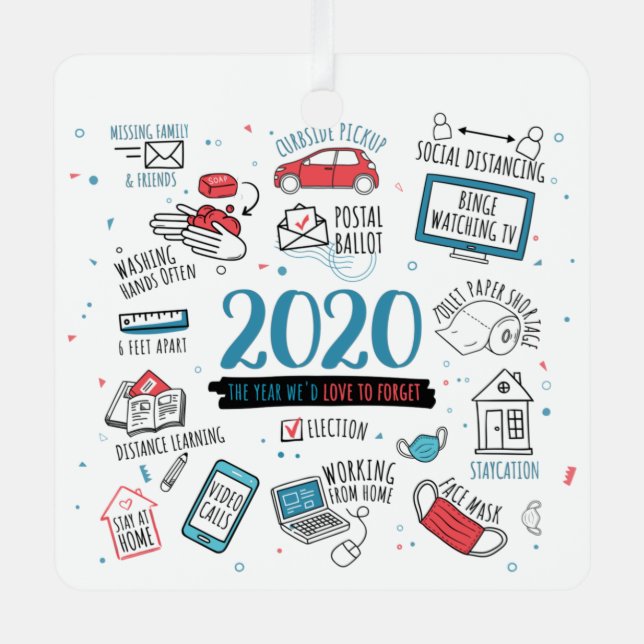 Pandemic Activities Christmas 2020 Commemorative Metal Ornament (Front)