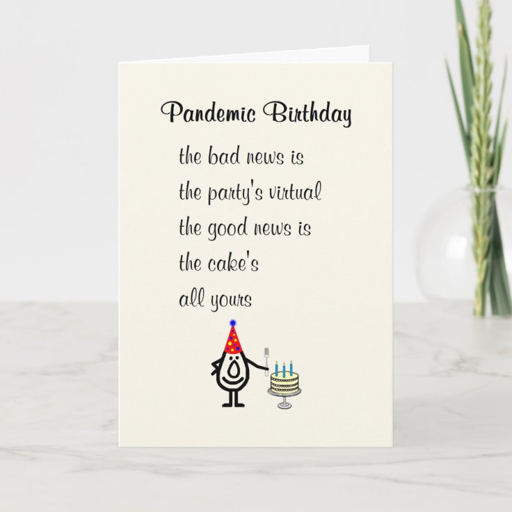 Pandemic Birthday A Funny Happy Birthday Poem Card | Zazzle