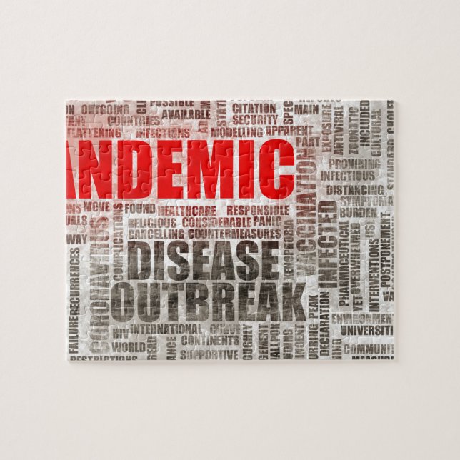 Pandemic Disease Epidemic on a Global Worldwide Jigsaw Puzzle (Horizontal)