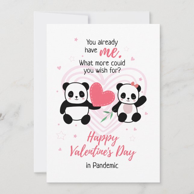 Pandemic Funny Valentine's Day Panda Holiday Card (Front)