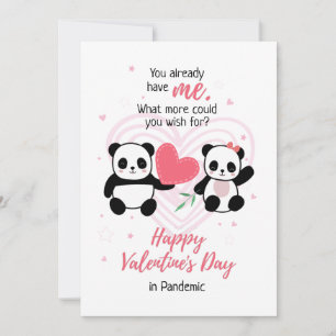 Pandemic Funny Valentine's Day Panda Holiday Card