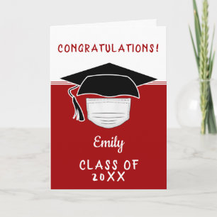 Pandemic Graduate Graduation Hat with Face Mask Card