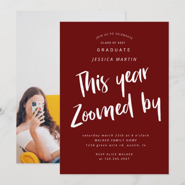 pandemic graduation photo party invitation (Front/Back)