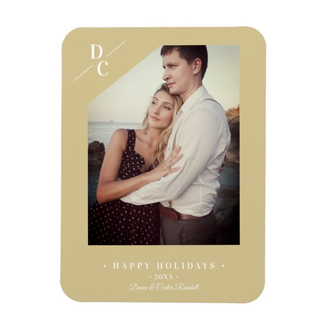 Pandemic Modern Gold Happy Holidays Custom Photo Magnet (Vertical)