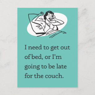 Pandemic Postcard: Get Out of Bed / Late for Couch Postcard