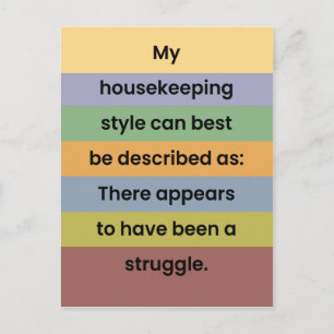 Pandemic Postcard: Housekeeping Style Joke Postcard