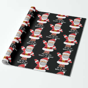 Pandemic Santa w/Personalization Black Wrapping Paper