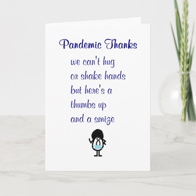 Pandemic Thanks A Funny Thank You Poem Card (Front)