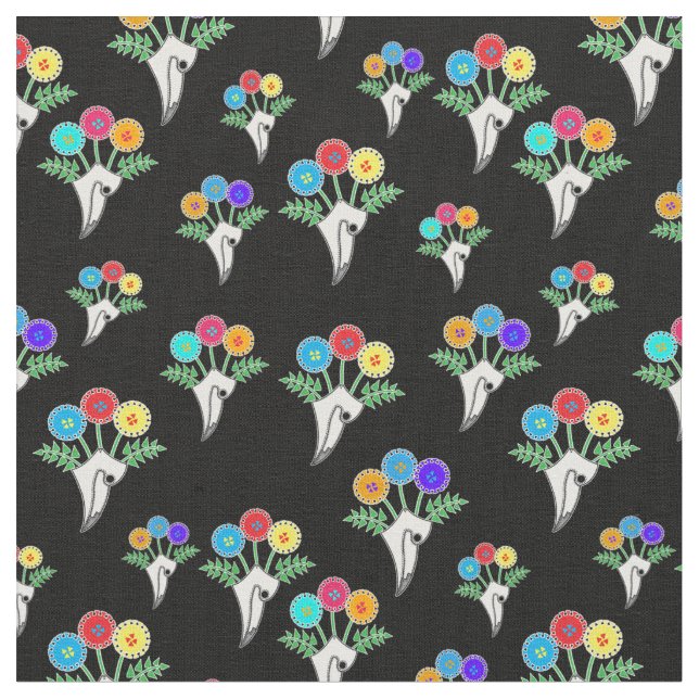 Pandemics and Posies - Black Fabric (Close Up)