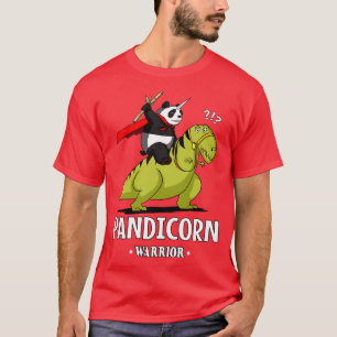 Pandicorn Panda Riding TRex Dinosaur T-Shirt