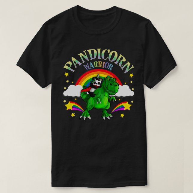 Pandicorn Warrior Panda Bear T Rex Dinosaur T-Shirt (Design Front)