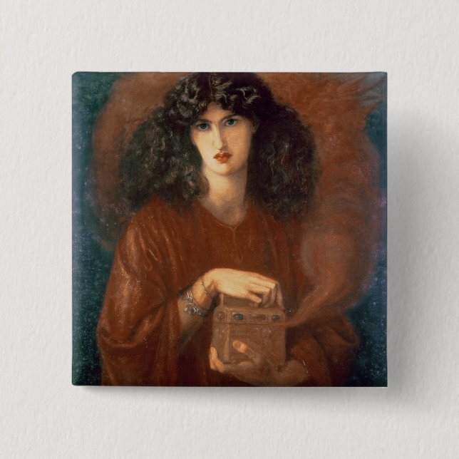 Pandora, 1871 (oil on canvas) 2 inch square button (Front)