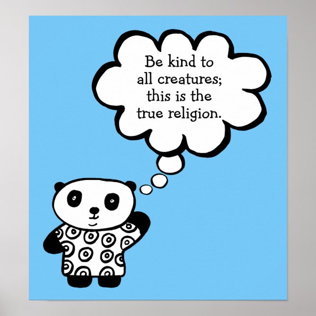 Pandy the Panda Buddhist Be Kind Quote Poster (Front)