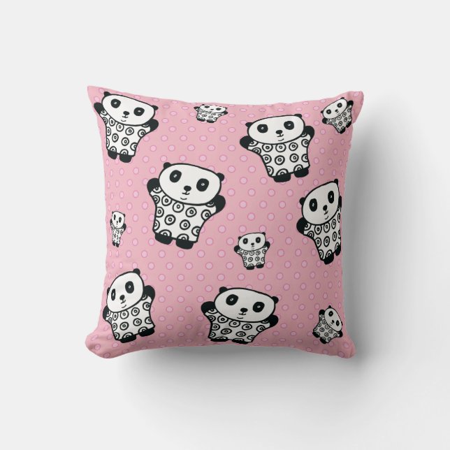 Pandy the Panda Polka Dot Throw Pillow (Front)