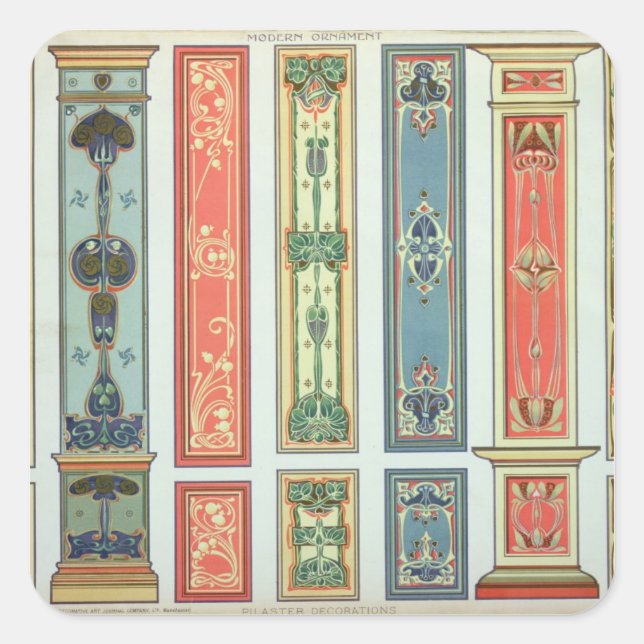 Panel designs, plate XII from 'Modern Ornament' pu Square Sticker (Front)